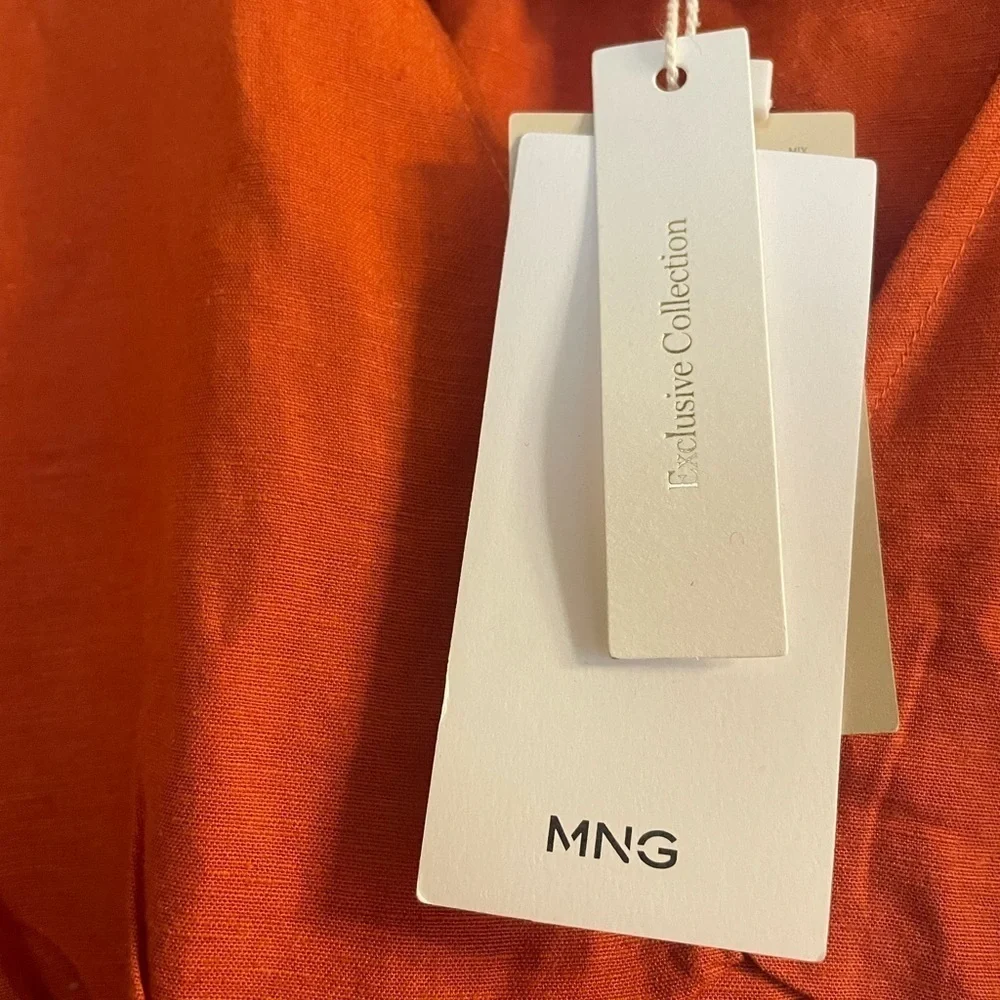 Mango V-NECKLINE DRESS Small Orange NWT - Picture 4 of 6